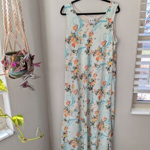 90s KSL Floral Maxi | Mint Blue/Green | Women’s 18W | Vintage Cottagecore